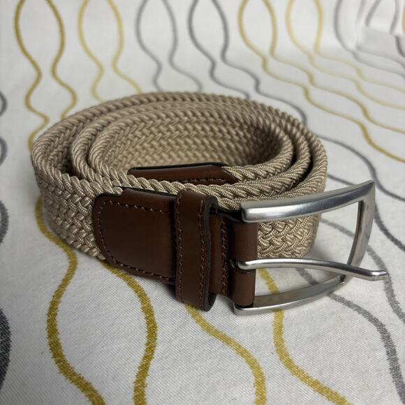 NWOT Lands End Men’s Khaki Braid Cord Belt Outdoor Dress Medium 37 Inch - Picture 1 of 5